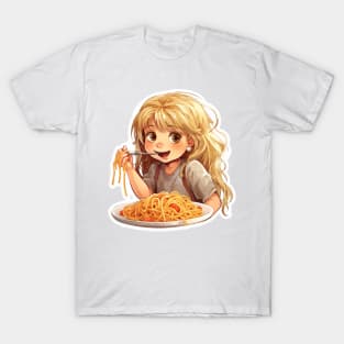 Cute Girl Eating Spaghetti T-Shirt